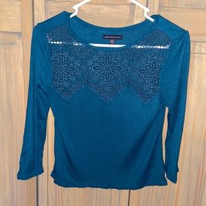 American Eagle Crop Lace Detail Shirt